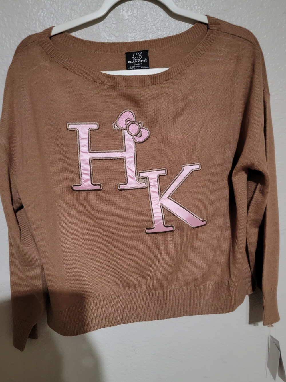 Bioworld Hello Kitty Brown Sweater with Pink HK Applique